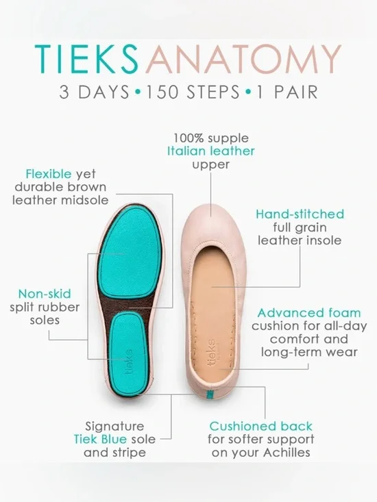 TIEKS Ballerina Pink Ballet Flats + Reusable Tote Bag + Box - Picture 12 of 16